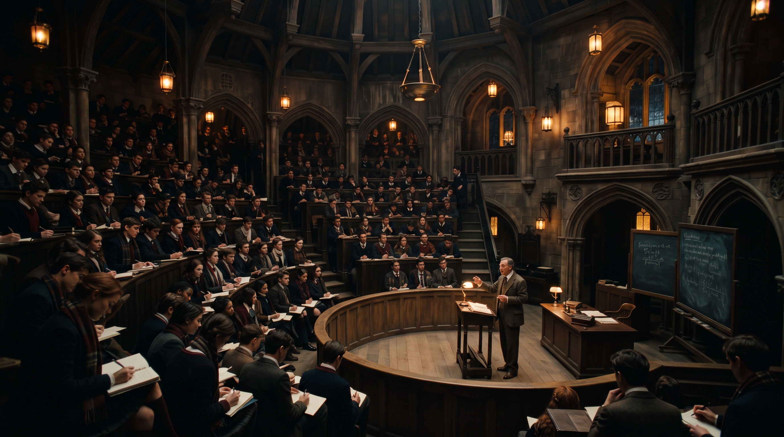 Academic lecture hall at Saint Aurelius Academy.
