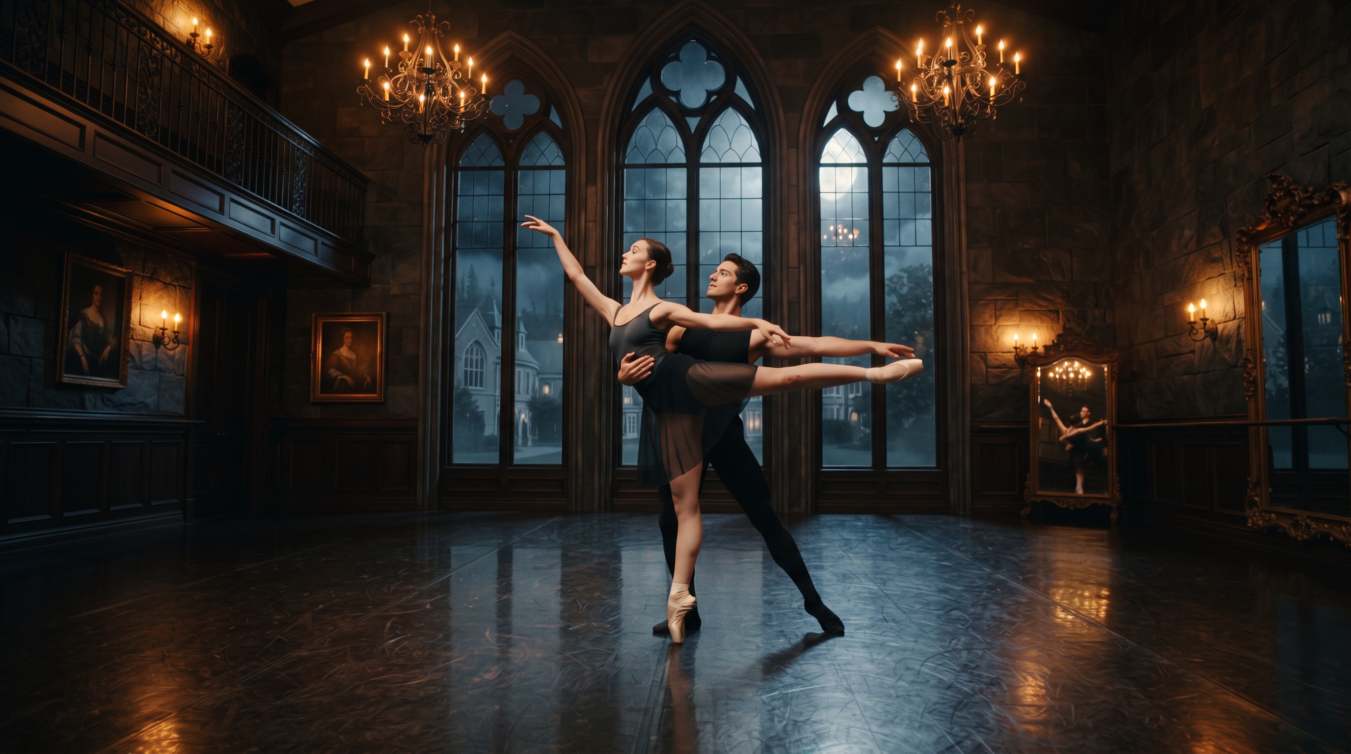 Ballet students training inside the Saint Aurelius Ballet Conservatory.