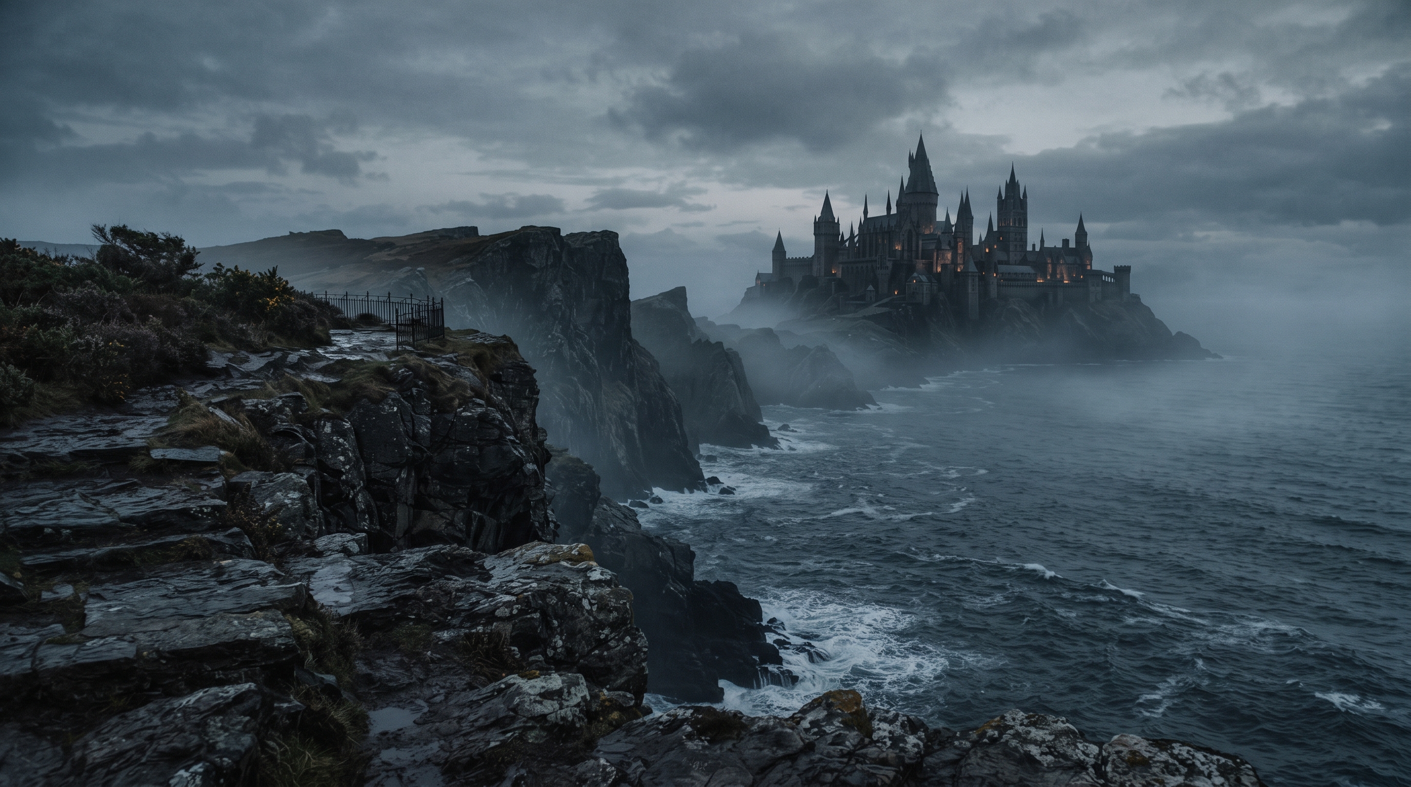 Saint Aurelius Academy on the rocky coast of Vesper Island.